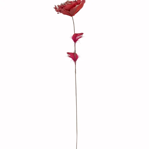 Discount 20.75" Red Feather Peony Artificial Christmas Floral Pick Sprays, Picks & Branches