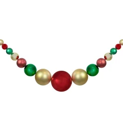 Clearance 6' Red, Gold and Green Shiny and Matte Shatterproof Ball Christmas Swag Unlit Swags