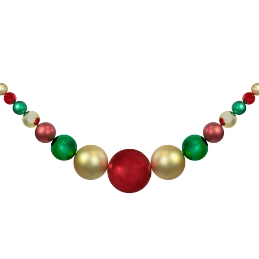 Clearance 6' Red, Gold and Green Shiny and Matte Shatterproof Ball Christmas Swag Unlit Swags