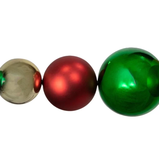 Clearance 6' Red, Gold and Green Shiny and Matte Shatterproof Ball Christmas Swag Unlit Swags