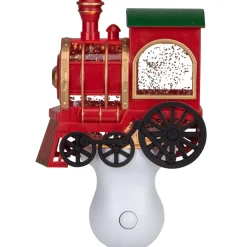 Discount 6.5" Red, Green and Gold Glitter Bubble Lamp Christmas Train Night Light Night Lights