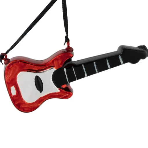 Hot 5" Red Guitar Glass Christmas Ornament Entertainment