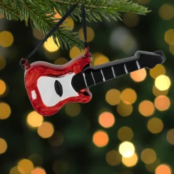 Hot 5" Red Guitar Glass Christmas Ornament Entertainment