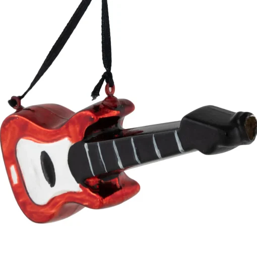 Hot 5" Red Guitar Glass Christmas Ornament Entertainment