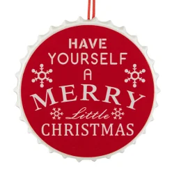 Clearance 4" Red "Have Yourself A Merry Little Christmas" Bottle Cap Ornament Novelty
