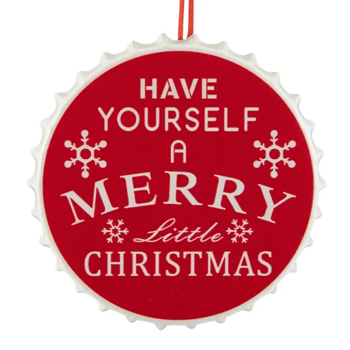 Clearance 4" Red "Have Yourself A Merry Little Christmas" Bottle Cap Ornament Novelty