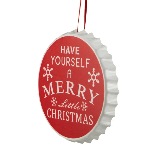 Clearance 4" Red "Have Yourself A Merry Little Christmas" Bottle Cap Ornament Novelty