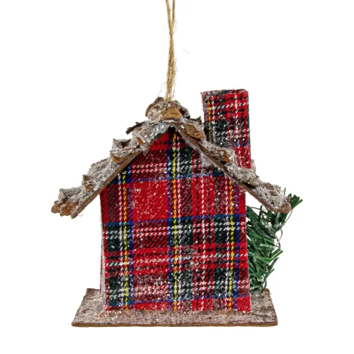 Sale 4.25" Red Plaid and Pine Needle Rustic Birdhouse Christmas Ornament Garden & Floral