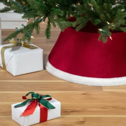 25" Red Santa Suit Round Christmas Tree Collar Cloth|Metal