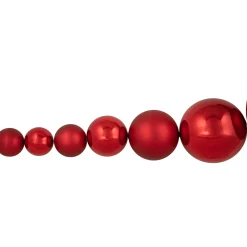 Hot 6' Red Shiny and Matte Shatterproof Ball Christmas Swag Unlit Swags