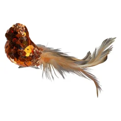Sale 4.5" Right Facing Orange Sequined Bird Christmas Ornament Animals