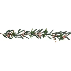 6' Rose Gold Ball Ornaments Artificial Christmas Garland, Unlit Pre Decorated