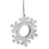 Sale 7.25" Rustic White Embossed Snowflake with Mirror Medallion Christmas Ornament Icicles|Snowflakes