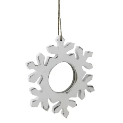 Sale 7.25" Rustic White Embossed Snowflake with Mirror Medallion Christmas Ornament Icicles|Snowflakes