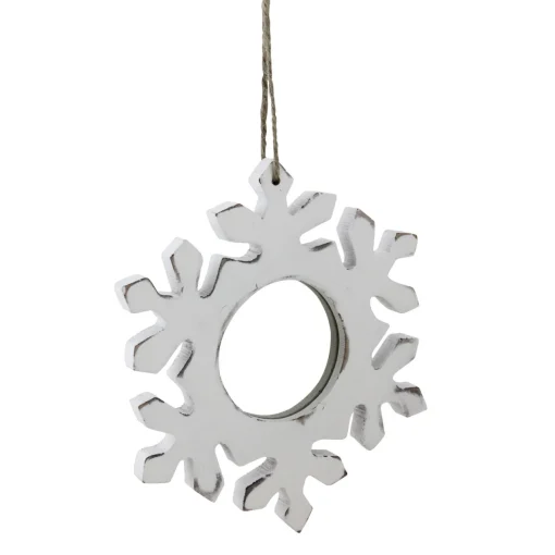 Sale 7.25" Rustic White Embossed Snowflake with Mirror Medallion Christmas Ornament Icicles|Snowflakes