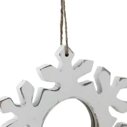 Sale 7.25" Rustic White Embossed Snowflake with Mirror Medallion Christmas Ornament Icicles|Snowflakes
