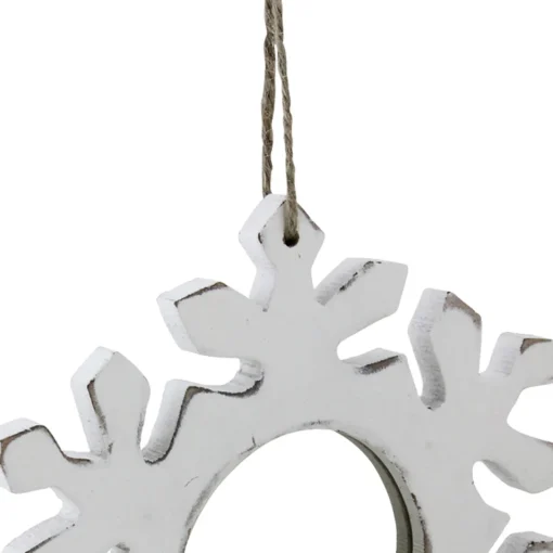 Sale 7.25" Rustic White Embossed Snowflake with Mirror Medallion Christmas Ornament Icicles|Snowflakes
