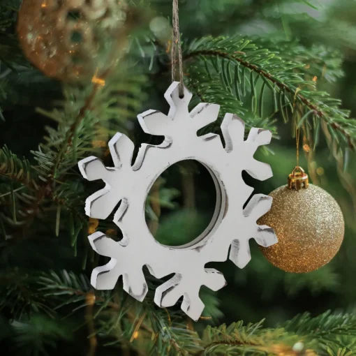 Sale 7.25" Rustic White Embossed Snowflake with Mirror Medallion Christmas Ornament Icicles|Snowflakes