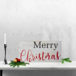 24" Rustic Wooden 'Merry Christmas' Hanging Wall Sign Wall
