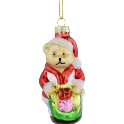 Sale 3.25" Santa Bear with Gift Bag Glass Christmas Ornament Santa Claus