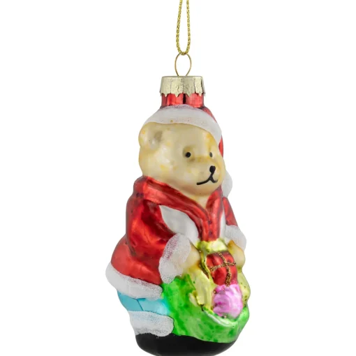 Sale 3.25" Santa Bear with Gift Bag Glass Christmas Ornament Santa Claus