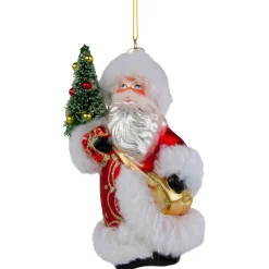 Hot 6.25" Santa Claus with Christmas Tree Glass Ornament Santa Claus