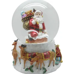 Best 6.75" Santa Going Down the Chimney Musical Christmas Snow Globe Snow Globes