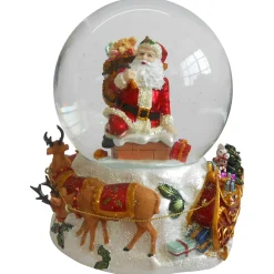 Best 6.75" Santa Going Down the Chimney Musical Christmas Snow Globe Snow Globes