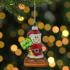 Clearance 3.5" Santa Smore Glass Christmas Ornament Food & Beverage