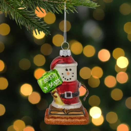 Clearance 3.5" Santa Smore Glass Christmas Ornament Food & Beverage