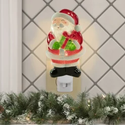 Clearance 6.75" Santa with Gift Frosted Christmas Night Light Night Lights