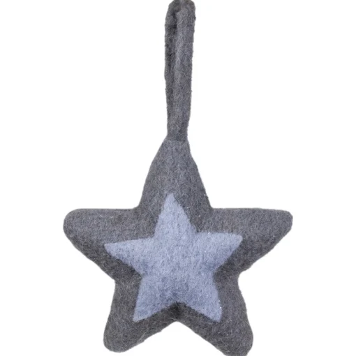 New 6.25" Shades of Gray Felt Star Christmas Ornament Symbols