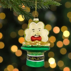 New 4.75" Shamrock and Leprechaun Hat Glass Christmas Ornament Novelty