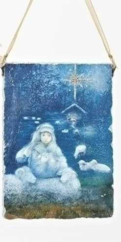 Clearance 5" Shephard Boy with Sheep Hanging Plaque Decorative Christmas Ornament Animals