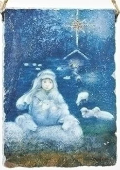 Clearance 5" Shephard Boy with Sheep Hanging Plaque Decorative Christmas Ornament Animals