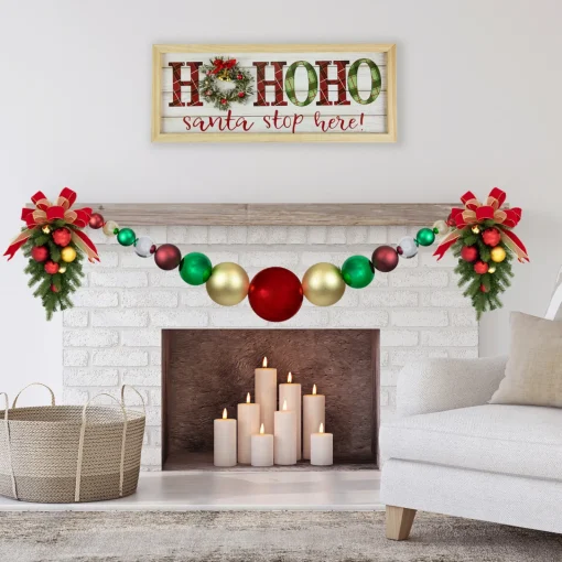 Best 6' Shiny and Matte Traditional Colors Shatterproof Ball Christmas Swag Unlit Swags