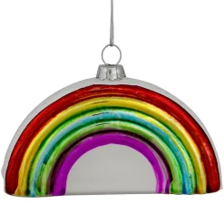 Online 4" Shiny Arched Rainbow Hanging Glass Christmas Ornament Novelty