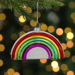 Online 4" Shiny Arched Rainbow Hanging Glass Christmas Ornament Novelty