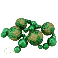 Best 6' Shiny Green Shatterproof Christmas Ball Garland with Gold Glitter Accents Beaded