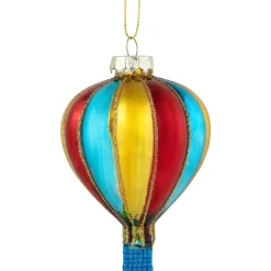 Hot 3.75" Shiny Multicolor Hot Air Balloon Glass Christmas Hanging Ornament Novelty