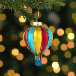 Hot 3.75" Shiny Multicolor Hot Air Balloon Glass Christmas Hanging Ornament Novelty