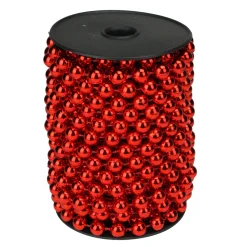 New 33' Shiny Red Round Beaded Christmas Garland Beaded