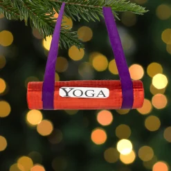 Clearance 4.25" Shiny Red Yoga Mat Glass Christmas Ornament Hobbies