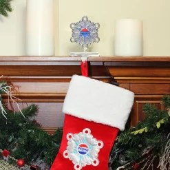 Best 6.5" Silver and Blue "PEPSI" Snowflake Christmas Stocking Holder Stocking Holders