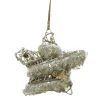 Sale 8.5" Silver and Brown Rustic Trim Glittered Star Christmas Ornament Symbols