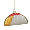 Clearance 4" Silver and Gold Taco Glass Christmas Ornament Food & Beverage