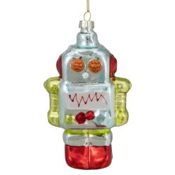 Best 5" Silver and Green Robot Hanging Glass Christmas Ornament Fantasy & Sci-Fi