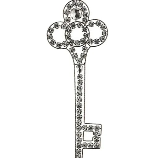 Outlet 10" Silver Antique Finish Rhinestone Embellished Key Christmas Ornament Novelty