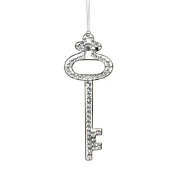 Hot 9" Silver Antique Finish Rhinestone Key Christmas Ornament Novelty