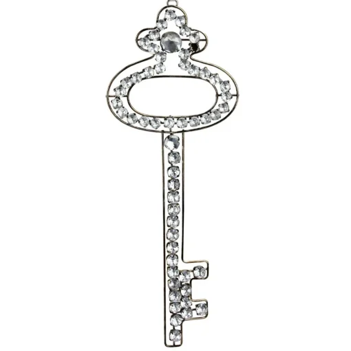 Hot 9" Silver Antique Finish Rhinestone Key Christmas Ornament Novelty